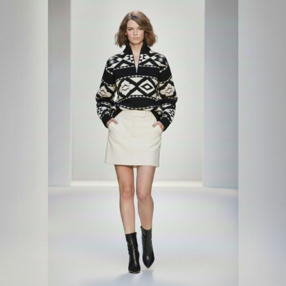 Vintage 90s "The Bay" 100% Lambswool OVERSIZED Nordic Tribal Heritage Sweater-M - Picture 7 of 16